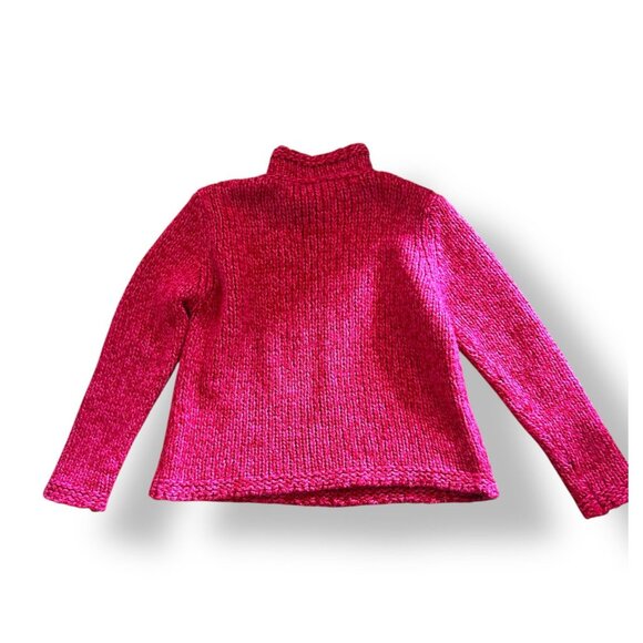 Crossroads Chunky Knit Sweater Barbie Pink Wool Blend Boho Hipster Size Large - Picture 6 of 15
